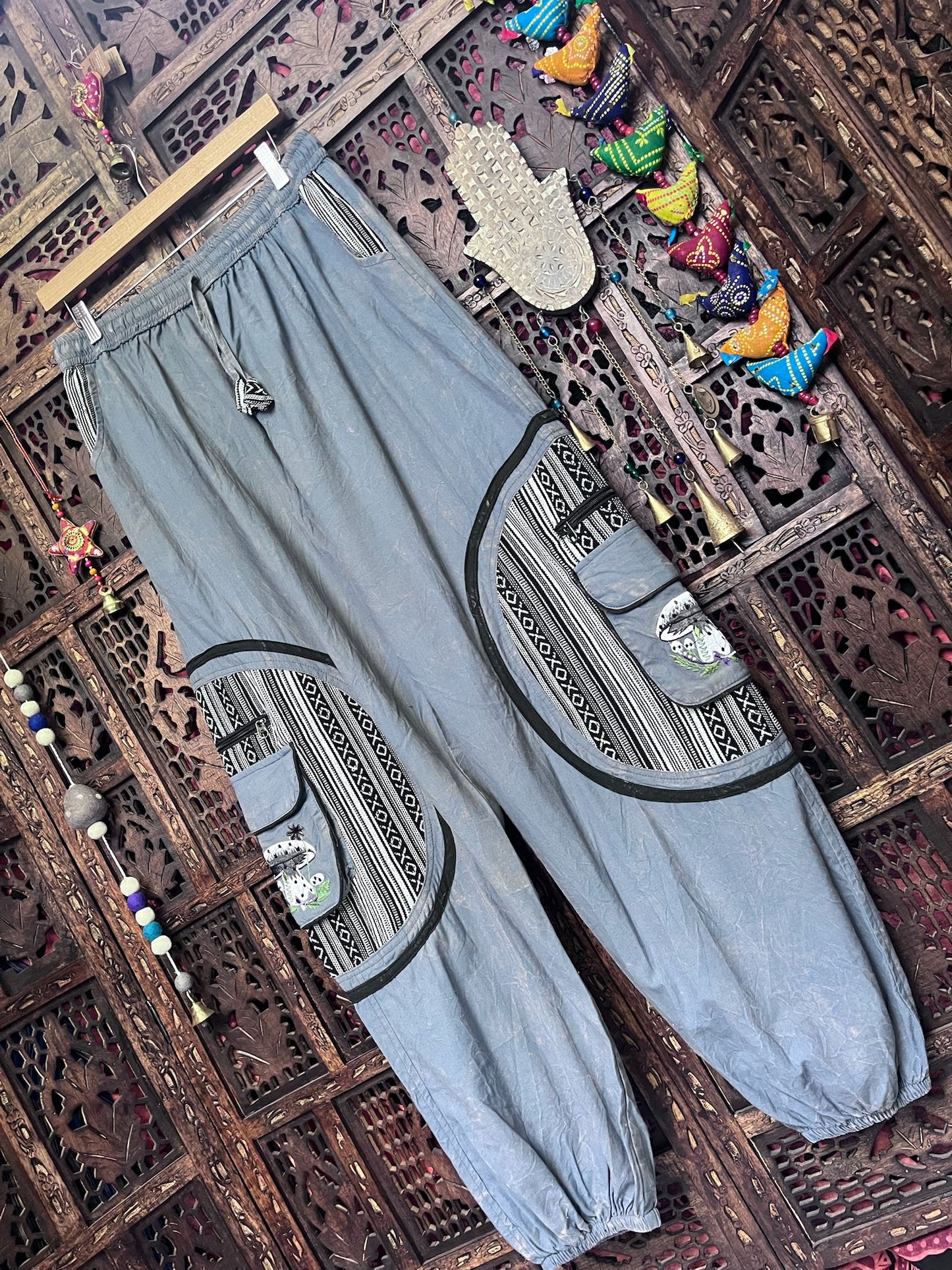 Mushroom Stonewashed baggy trousers